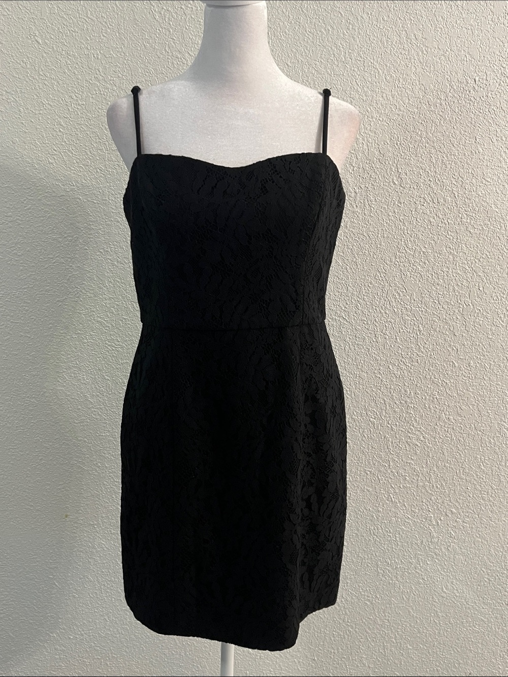 French Connection Black Lace Mini Dress with Spaghetti Straps